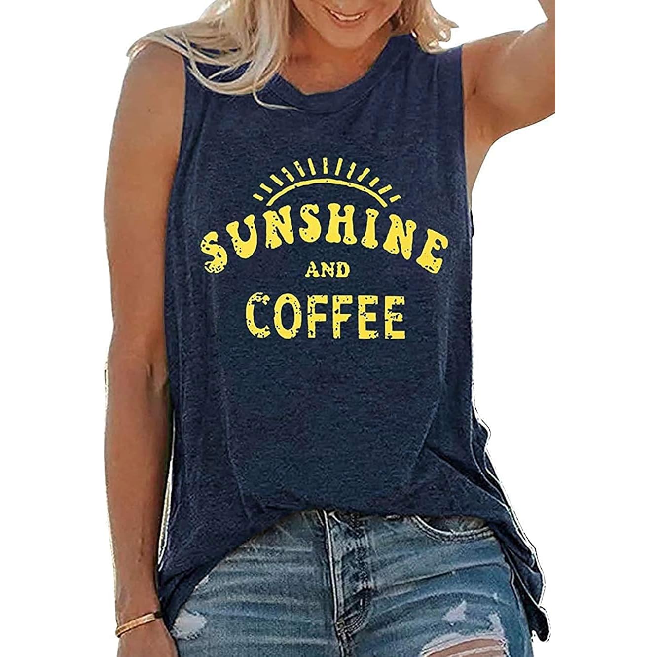 Womens Tank Tops Summer T Shirts Sleeveless Casual Loose Tunic Blouses 2026 A Deep Blue