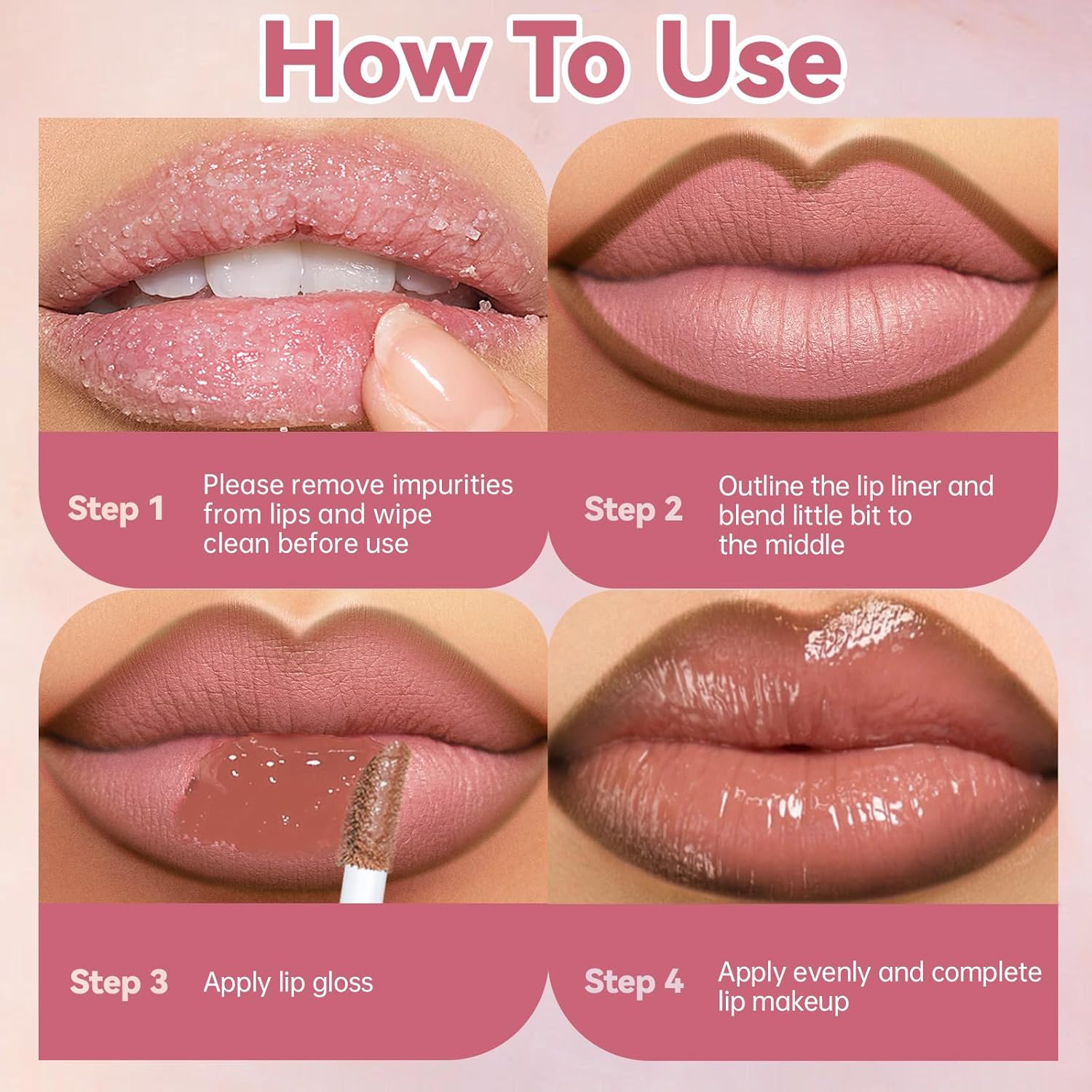 HOSAILY Lip Liner Gloss Lip Combo Set, 2 in 1 Lip Duo Natural Nude Brown Lip Liner Lipstick Glossy Nourishing Toffee Lip Gloss Kit, Smooth Quick Fuller Plumping Juicy Lip Makeup for Women06#Caramel
