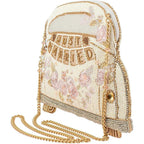 Mary Frances Just Married Beaded Crossbody Handbag Clutch Bridal Car Novelty Purse, Ivory | Just Married Beaded Crossbody Handbag Bridal Car Novelty Clutch Purse Ivory Wedding Evening Party Travel Accessories