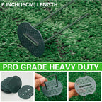 Bakulyor 50Pcs Green Artificial Turf Stakes Staples + 50Pcs Buffer Washer, 6 Inch 11 Gauge Landscape Staples, Galvanized Lawn Spikes, Heavy Duty Yard Ground Pin For Grass Weed Barrier Sod Fabric