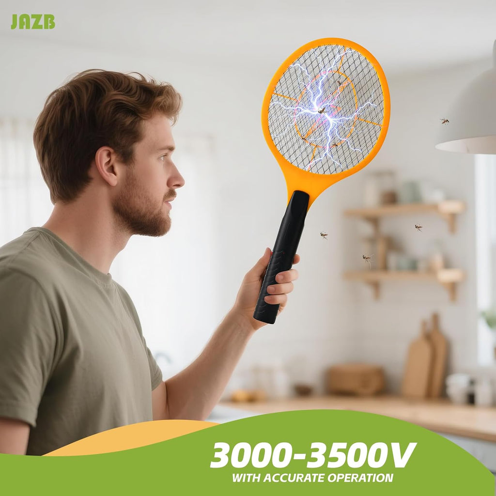 Jazb Electric Fly Swatter, Pack Of 3 Bug Zapper, Fly Zapper, Handheld Powerful 3000V Zapper Racket For Indoor, Mosquito & Flies - Racket Catcher With 3-Layer Safety Mesh