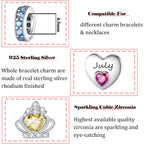 Birthstone Charms for Charms Bracelet: 925 Sterling Silver Heart Dangle Charms for Bracelets and Necklaces, Birthday Mother's Day Christmas Gifts For Women.