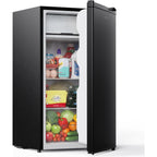 Upstreman 3.2 Cu.Ft Mini Fridge with Freezer, Quiet Efficient Small Fridge, Compact Refrigerator with Adjustable Thermostat, for Dorm, Bedroom, Office, Black-BR321