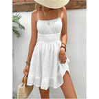 Floerns Women'S Sleeveless Backless Tiered Mini Dresses Shirred Textured Cami Dresses