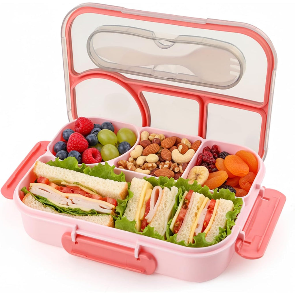 Bento Box For Adults,4 Compartments Lunch Box, Snack Containers Reusable Lunch Containers Drop-Proof, Dishwasher Safe & Made With Bpa-Free Materials, Pink