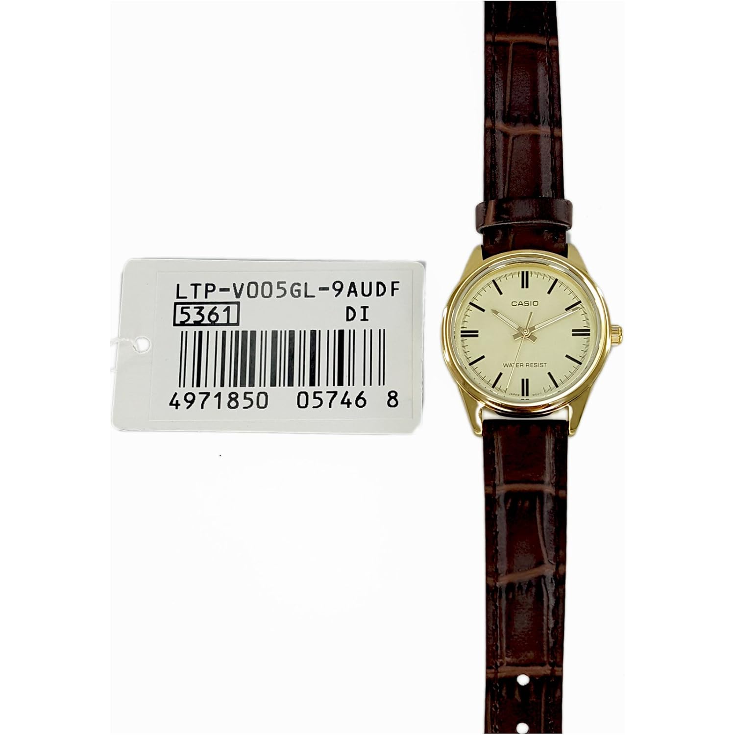 Casio Women'S Ltp-V005Gl-9A Brown Genuine Leather Band Analog Watch