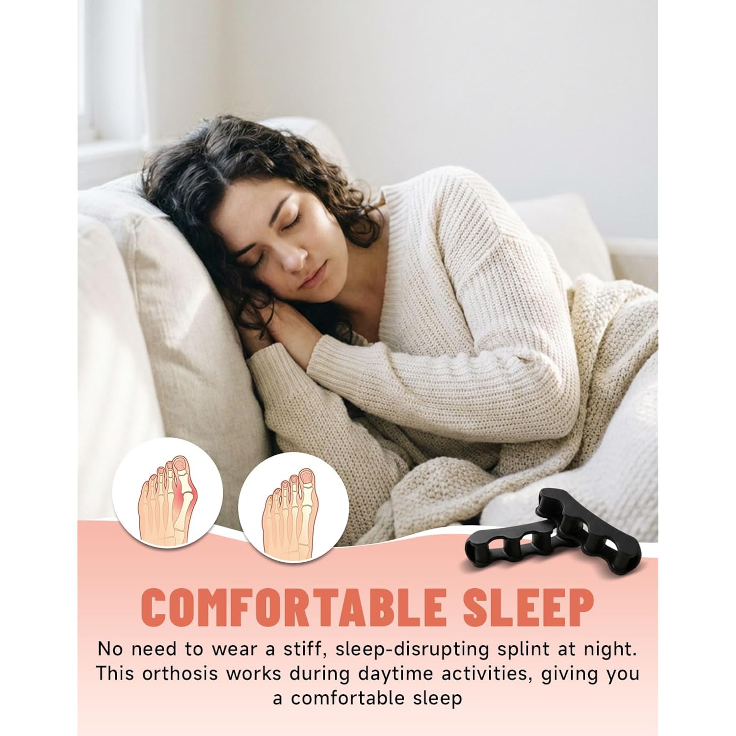 Bunion Corrector, Foot Corrector, Hammer Toe, With a Slim Design Suitable, Providing All Weather Support, Comfortable Nighttime Sleep, Washable Reusable For All Shoe Styles (1 Pair)