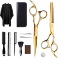 12 Pcs Professional Hair Cutting Scissors Set, Stainless Steel Haircut Shears With Thinning Scissors, Combs, Cape & Storage Case, Sharp & Durable For Men Women Kids, Home Salon Barber Use