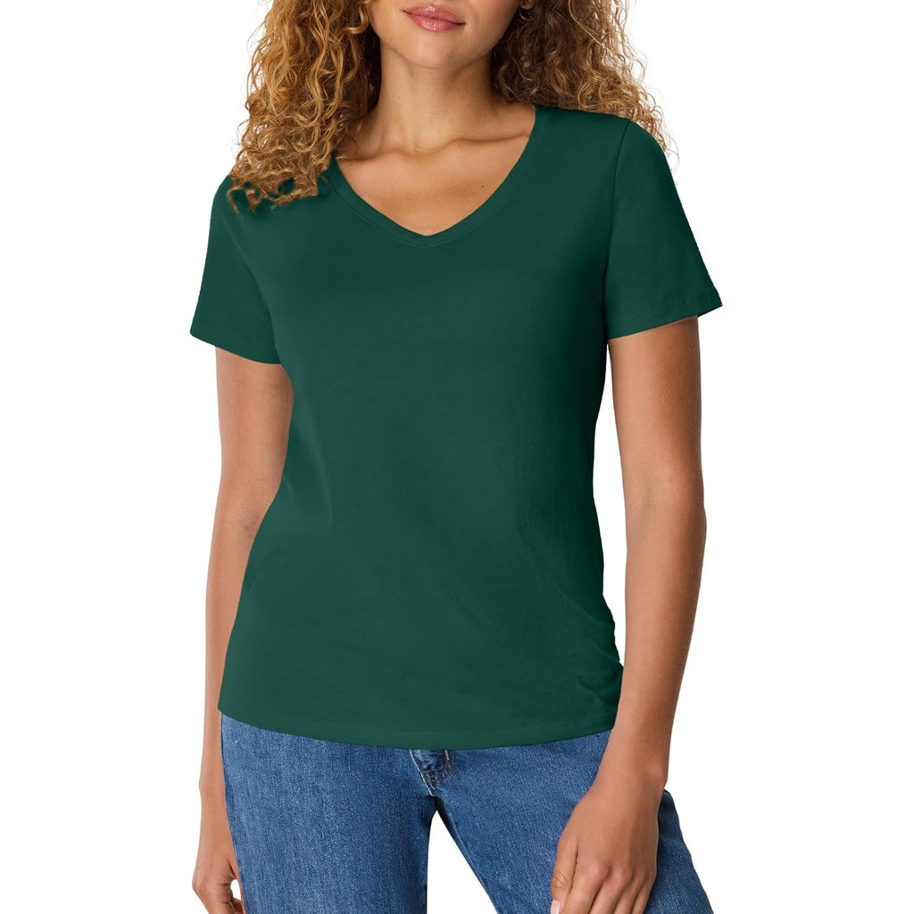 Hanes Women's Perfect-T V-neck T-shirt, Cotton Short Sleeve Tee for Women, 1 or 2-Pack