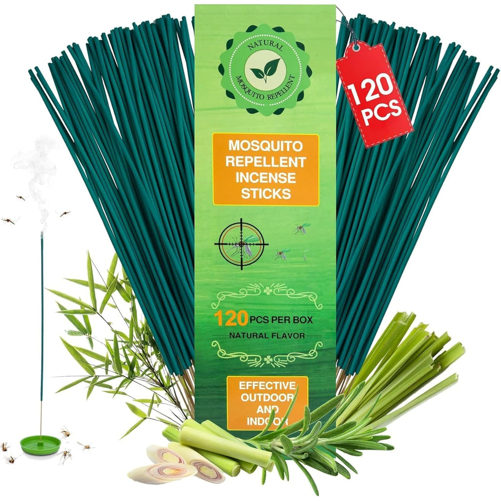 120 Pcs Citronella Oil Mosquito Incense Sticks, Natural Mosquito Repellent Outdoor Patio Plant-Based Bug Repellent For Patio Camping Essentials Fishing Backyard Travel Mosquito Control