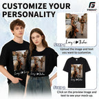Feego Thickened Cotton Short Sleeve Custom T-Shirts,Front & Back Print,Personalized With Your Photo,Fit For Men Women