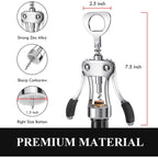 Wine Opener, Heavy-Duty Zinc Alloy Wing Corkscrew, Premium Beer Bottle Opener, Multifunctional Wine Accessories With Ergonomic Handle And Sharp Screw, For Kitchen, Bar, Restaurant (Silver)