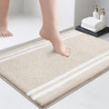 PURRUGS Bathroom Rug Non-Slip Machine Washable 20" x 30", Super Absorbent and Quick Dry Shaggy Microfiber Bath Mat, Extra Soft and Plush Bath Rug for Bathtub, Shower, and Sink, Beige