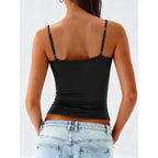 ANRABESS Tank Tops for Women Square Neck Adjustable Spaghetti Strap Double Lined Camisole Tops Summer Basic Cami Shirts