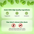 Mighty Mint Mouse Repellent Pouches – Peppermint, Castor Oil & Cinnamon Formula – Natural Indoor Deterrent For Mice And Rodents – Plant-Based, Long-Lasting Protection – 12 Count