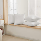 Deconovo Throw Pillow Covers 18 X 18 Inch Set Of 4, Covers Only No Insert, Faux Linen Decorative Square Pillowcases With Hidden Zipper For Couch Sofa Bed Living Room, Natural White (Warm Off-White)