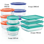 Pyrex Simply Store (12-Pack) Glass Food Storage Containers Set, (1, 2, & 3 Cup) Meal Prep Containers With Plastic Bpa-Free Lids, Dishwasher & Microwave Safe