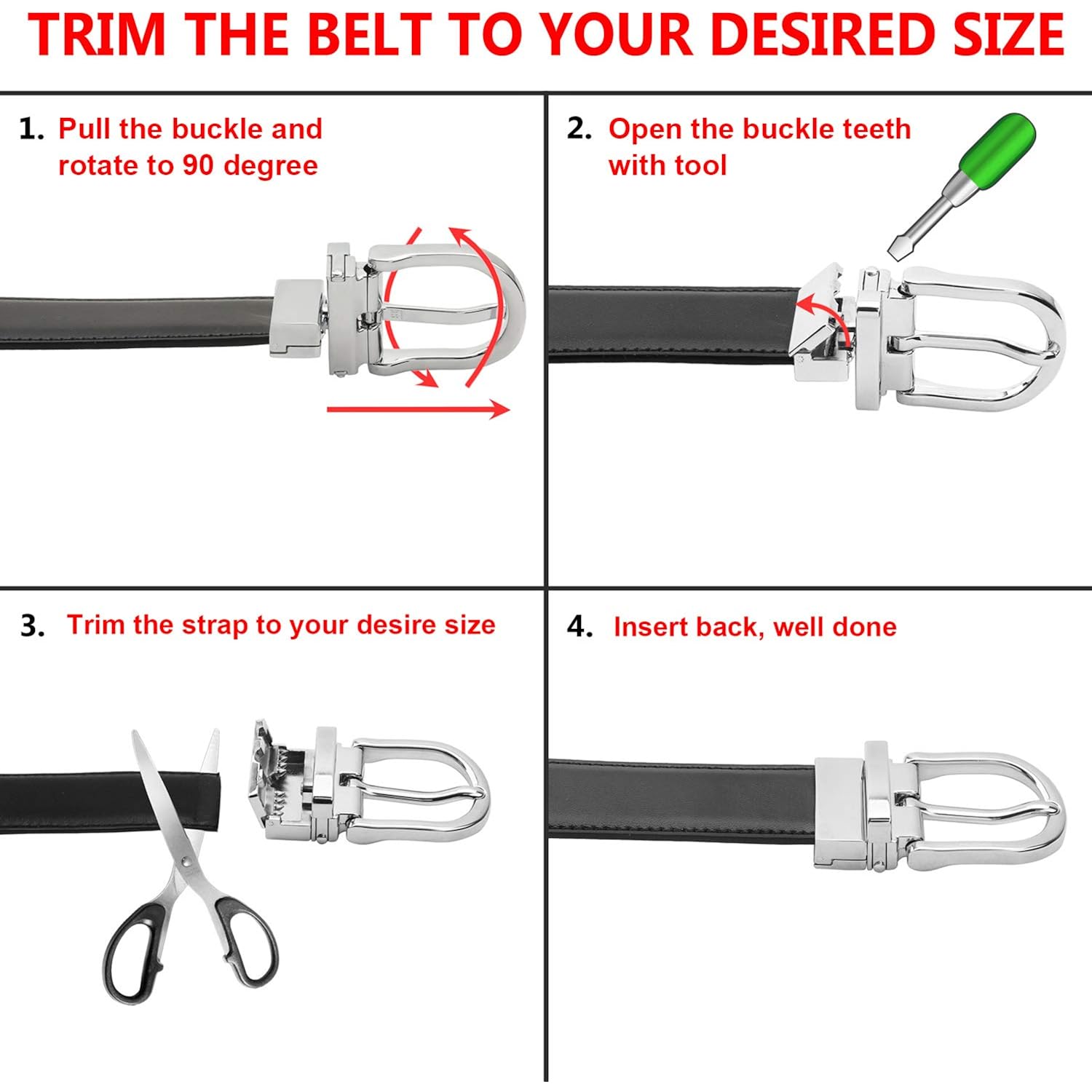 Falari Reversible Belt Genuine Leather Fashion Belt With Single Prong Buckle For Women Youth Kids (1 Belt for 2 Colors)
