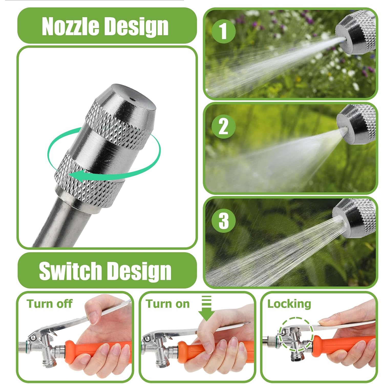 Sprayer Wand Replacement, 29 Inch All Metal Pump Spray Wand Replacement For Tank Sprayer With Stainless Steel Tubes, 1/4" 3/8" Brass Barbs Joint Parts For Weed Lawn Plants Careing Watering