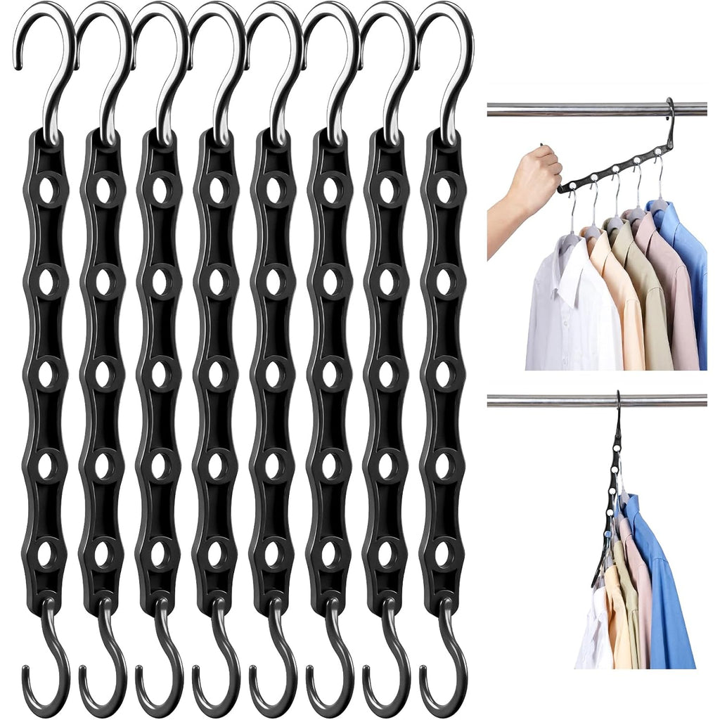 House Day 10 Pack Space Saving Hangers, Black, Premium Smart Hanger, Closet Organizers And Storage, Sturdy Cascading Hangers With 5 Holes For Heavy Clothes, College Dorm Room Essentials