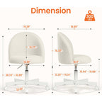 Neo Chair Office Vanity Chair With Wheels Comfy Desk Chair For Girls Cute Computer Small Armless Adjustable Height Swivel For Home Bedroom Task (White)