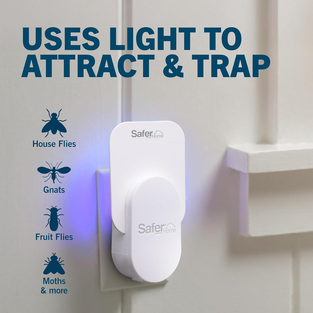 Safer Home Indoor Plug-In Fly Trap - Sh502-1R5Sr - Effective Fruit Fly Traps For Indoors, Gnat Traps For House Indoor, 400 Sq Ft Protection - Style: 1 Device + 5 Glue Cards