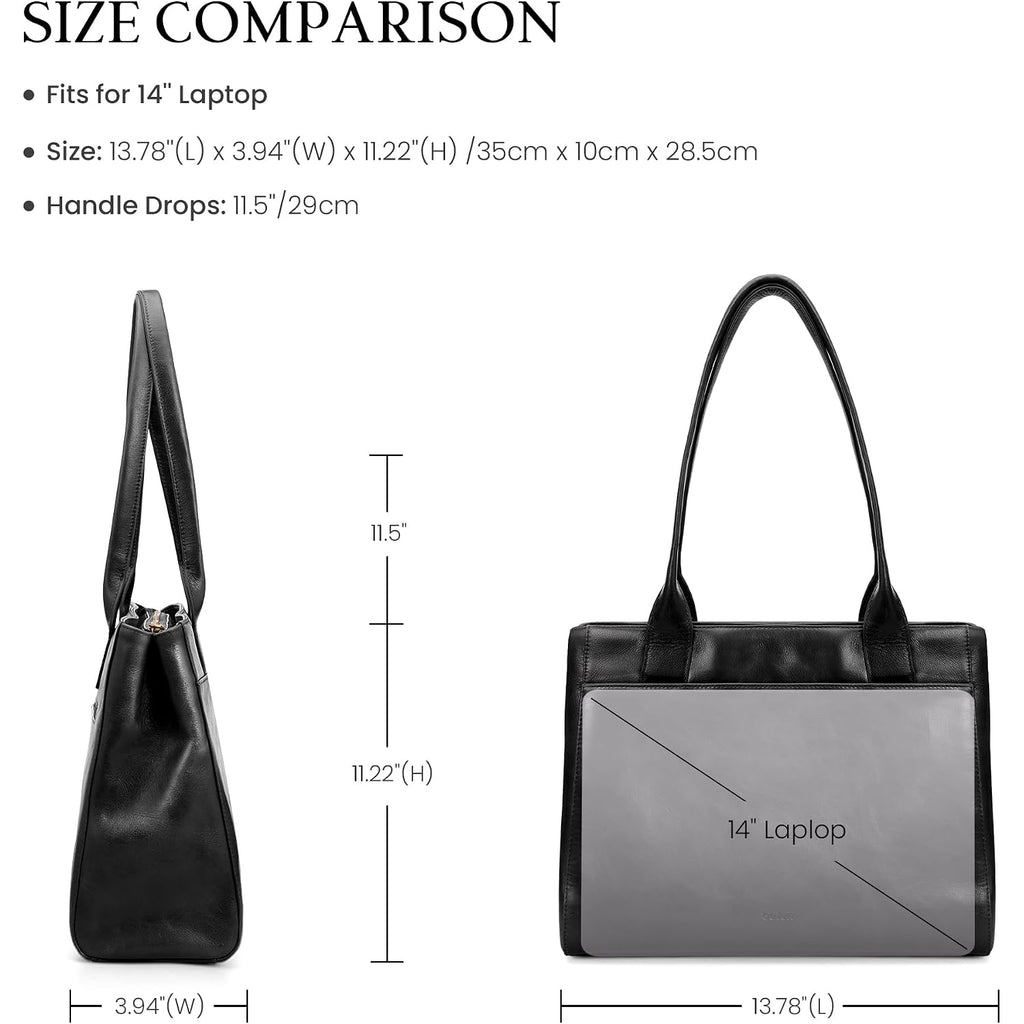 Genuine Leather Tote Bag For Women Small Tote Bag With Zipper Work Purse With Compartment Purses And Handbags For Travel