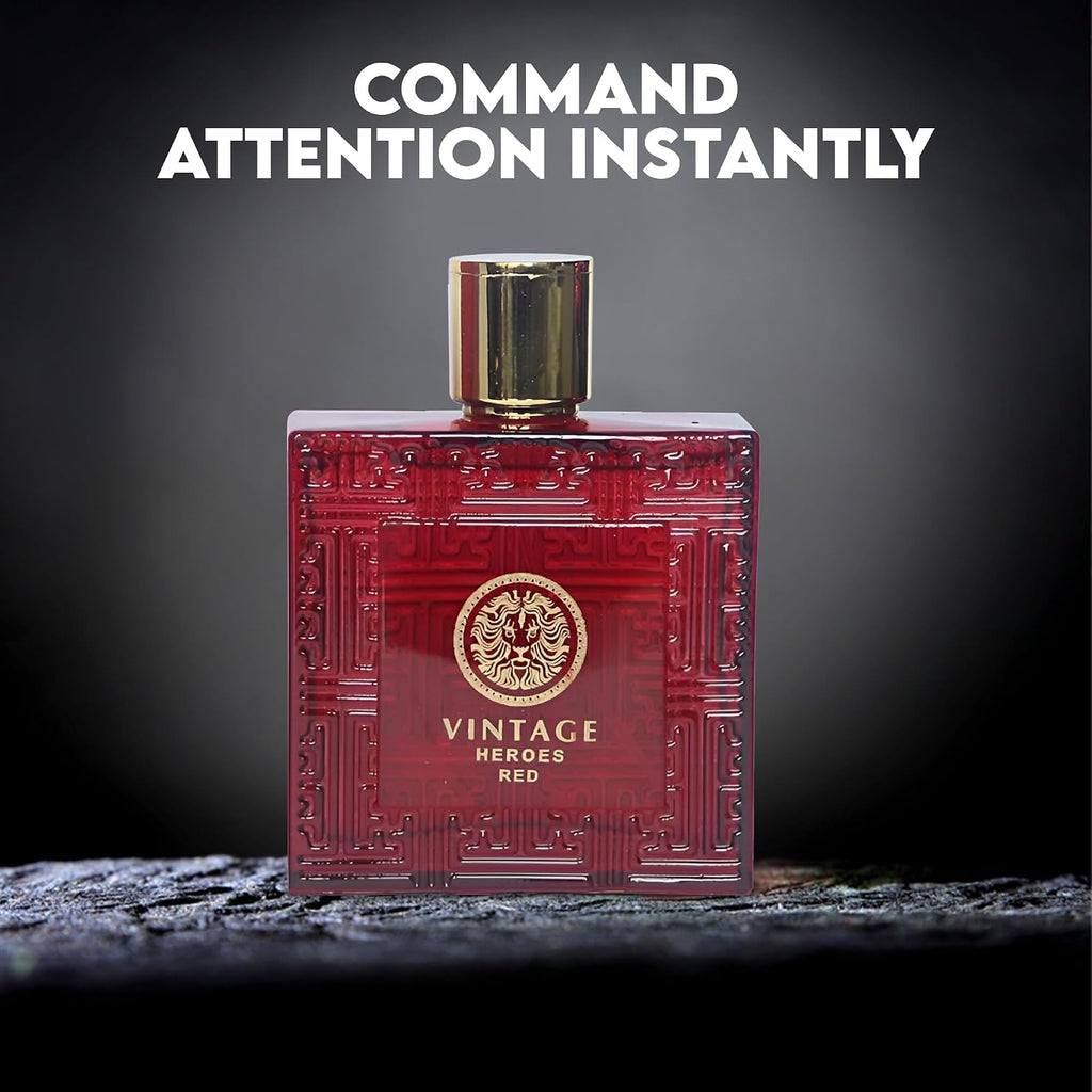 Men'S Cologne Gift Set 4Pcs, Long Lasting Eau De Parfum Collection - Vintage Heroes Energy, Vintage Heroes Red, Verse Adonis & Valentine Milano, 3.4 Fl Oz Each