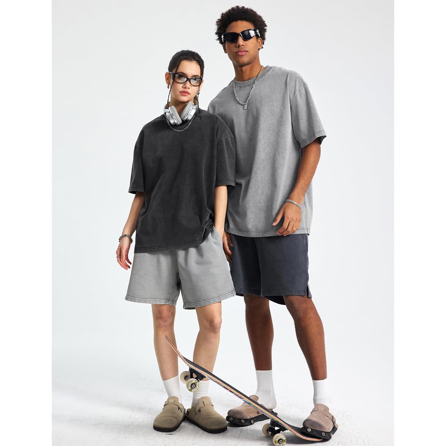 Oversized Tshirts For Women Vintage Washed Baggy Tees Cotton Short Sleeves Acid Shirts Unisex Tops