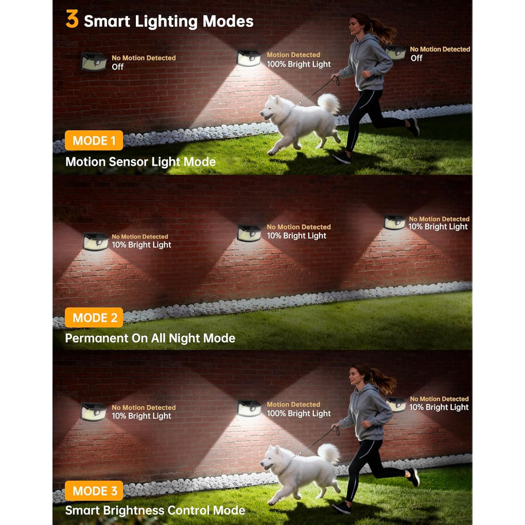 Aootek Solar Motion Sensor Lights Outdoor 120 Leds, Black, 6 Pack | Lights Reflector, 270° Wide Angle, Ip65 Waterproof, Step Lights For Front Door, Yard, Garage, Deck