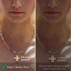 Bheop Chunky Cross Necklace for Women Trendy 14K Gold Silver Layered Statement Cross Pendant Charm Necklace Waterproof Paperclip Herringbone Snake Choker Chain Christian Jewelry Set Gift Non Tarnish