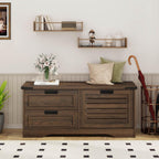 Bench With Shoe Storage For Entryway, Wooden Shoe Benches With Flip Door And Drawers, Entry Way Shoes Organizer Cabinet For Living Room Mudroom (Dark Walnut)