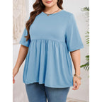 Cicy Bell Womens Summer Babydoll Tops Oversized Short Sleeve Crewneck T Shirts Casual Loose Plus Size Tunics