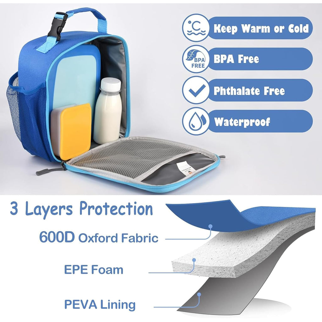 Lunch Box Kids,Premium Insulated Lunchbox For Girls Boys,Soft Mini Cooler Bag Back To School Thermal Reusable Lunch Bag For Work School Picnic (Blue)
