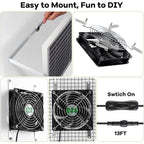 Solar Powered Fan, Solar Fan For Shed, Chicken Coop, Greenhouse, Outside With Two Ipx7 Waterproof 5In Fans 13Ft On/Off Switch Cable Exhaust Intake Mounting Way And Installation Kits