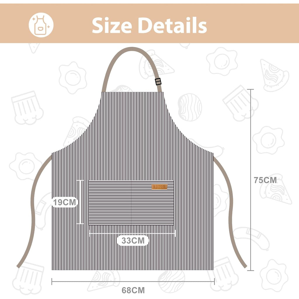 VALOME 2 Pack Kitchen Aprons, Apron for Cooking with 2 Pockets, Unisex Adjustable Neck Strap Chef Aprons for Men Women