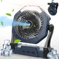 Ausic Portable Misting Camping Fan, 8" Outdoor Cooling Fan With Led Light, Water Spray, Hook, [Max 35H] Battery Operated Rechargeable Fan For Sports Sidelines, Patio, Beach, Tent, Travel