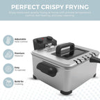 Alpha Living Electric Deep Fryer – 4.5L Deep Fryer With Basket With 2-Quart And 4-Quart Baskets – High-Grade Stainless Steel – Temperature Control And Timer – Ideal For Fried Chicken, Fries