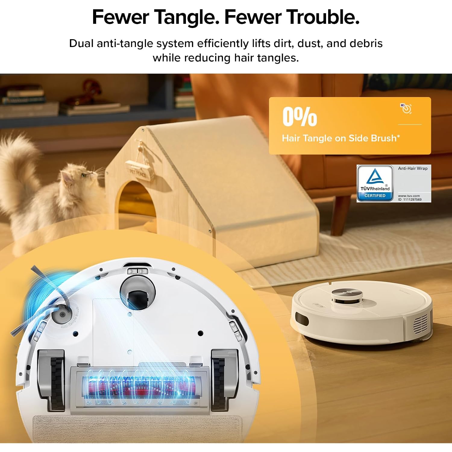 Roborock Q7 M5+ Robot Vacuum And Mop, Up To 7-9 Weeks Self-Empty, 10000Pa | Upgraded From Q5 Max+, Dual Anti-Tangle System For Pet Hair & Carpet, Precisense Lidar Navigation, App Control, White
