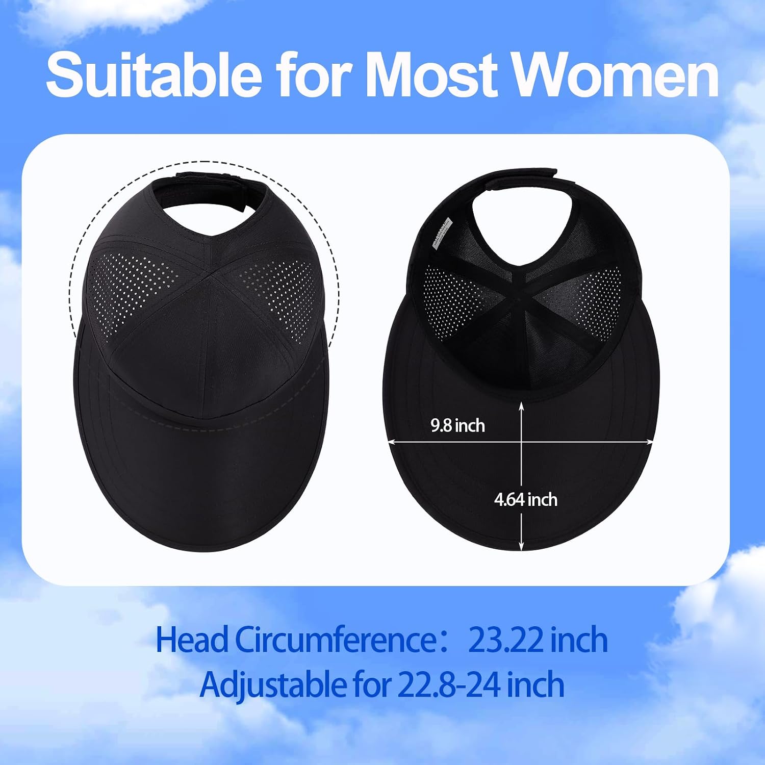 Large Wide Brim Baseball Sun Hats For Women Mesh Quick Dry Sports Hat Outdoor Travel Beach Ponytail Cap