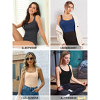 Women's Cotton Tank Top with Shelf Bra Adjustable Wider Strap Camisole Basic Cami Tanks