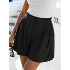 Womens Shorts Casual 2026 Spring Summer Elastic High Waisted Pleated Cotton Shorts Beach Vacation Outfits Pockets