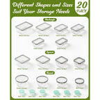 40 Piece Food Storage Containers with Lids(20 Containers & 20 Lids), BPA-Free Plastic Food Containers for Kitchen Storage and Organization, Leak Proof Meal Prep Container, Includes Labels & Pen