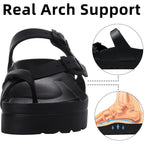 Goosecret Women'S Platform Sandals With Arch Support Comfortable Foam Slides Summer Beach Sandals With Adjustable Buckle