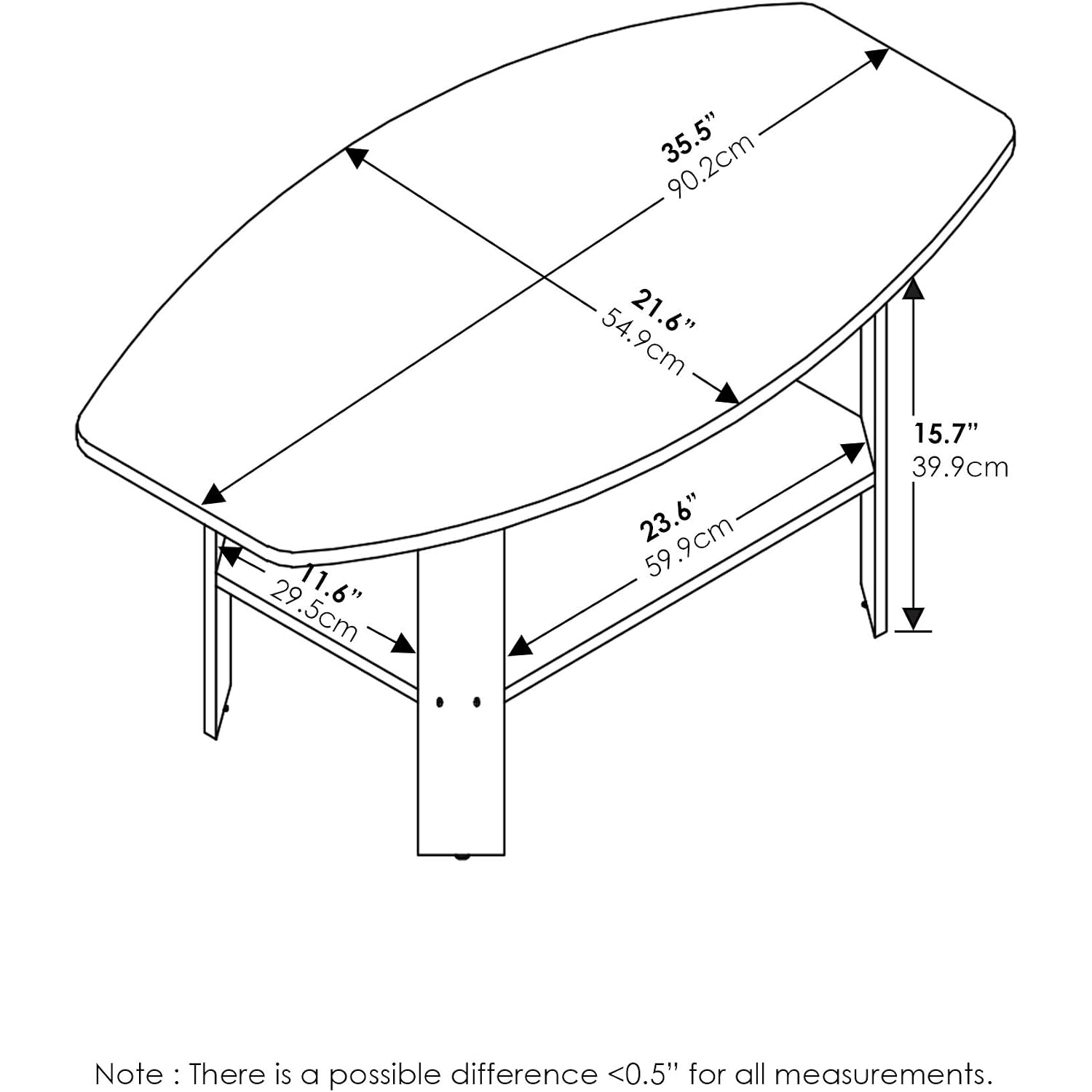 Furinno Simple Design Coffee Table, French Oak Grey/Black