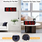 Xrexs Large Digital Wall Clock With Remote Control, 16.5 Inch Led Large Display Count Up & Down Timer, Adjustable Brightness Alarm Clock With Day/Date/Temperature For Home, Gym, Office And Classroom