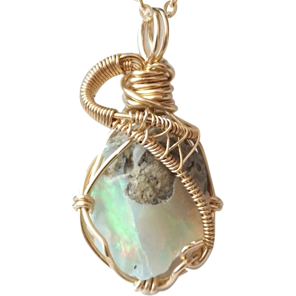 Designs by Nature Gems Raw Pendant Necklace – Wedding Gift Jewelry, 18" 14k Gold Filled Chain