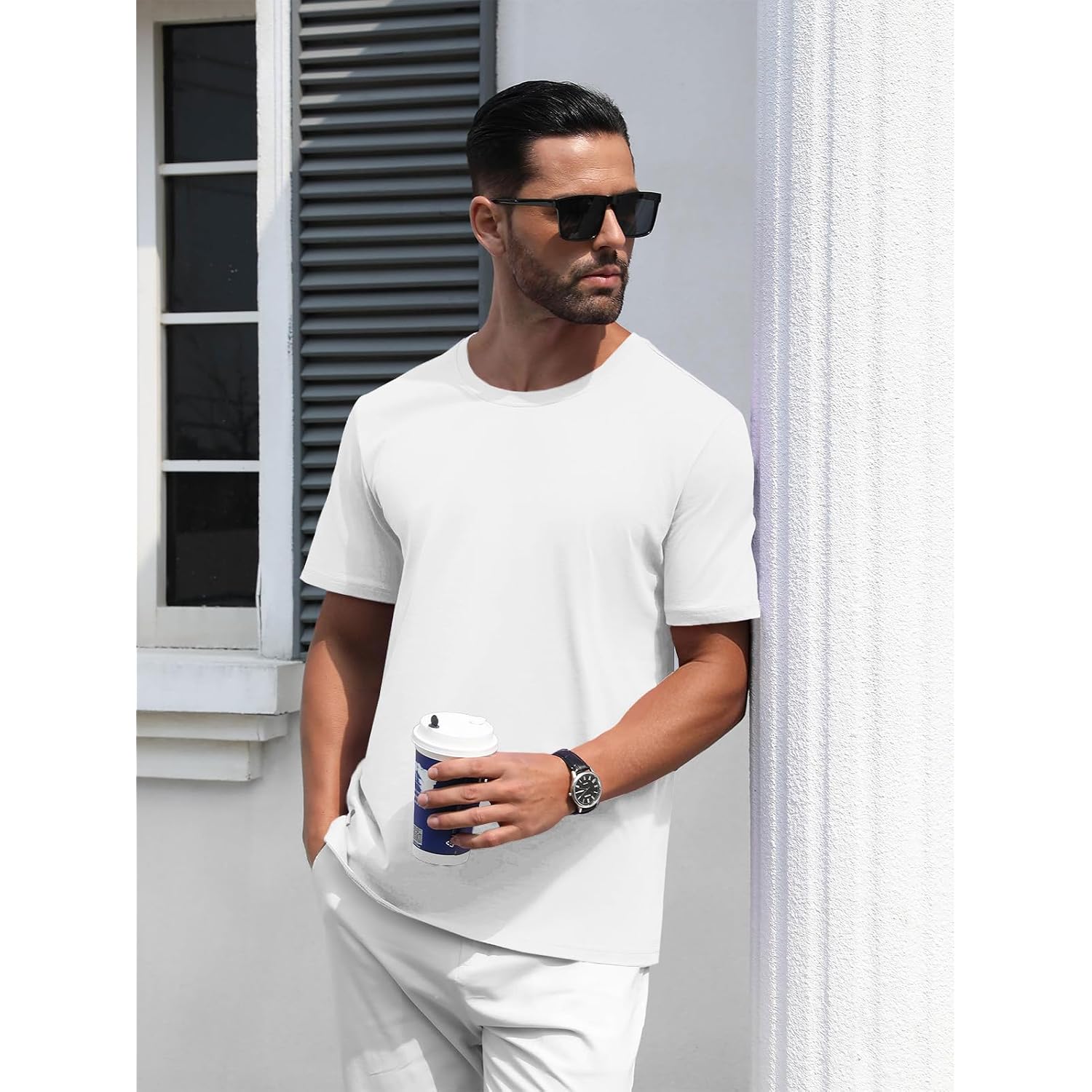 Magnivit Men'S Shirts Short Sleeve Cotton T-Shirt Crew Neck Light Tees Classic Basic Casual Tops Plain Soft Shirt