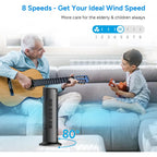Dr.Prepare Tower Fan For Bedroom, 25 Db Quiet Dc Bladeless Fan With Remote, 8 Speeds, 1-8H Timer, 80° Oscillating Fans For Indoors, 16 Inch Portable Desk Table Fans For Room, Home, Office