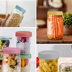 Vaincre 8PCS Wide Mouth Mason Jar Lids, Plastic Mason Jar Canning Lids Tops, Reusable Leak Proof Canning Covers with Silicone Rings for Ball, Kerr and More, Dishwasher Safe